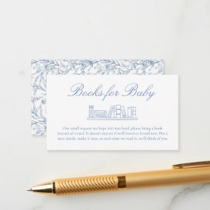 Elegant Blue Toile Baby Shower Books for Baby Enclosure Card