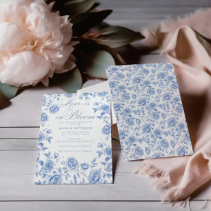 Elegant Blue Toile chinoiserie Bridal Shower  Invitation