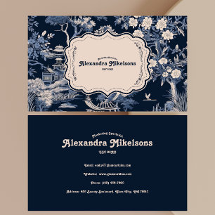 Elegant Blue Toile De Jouy  Business Card