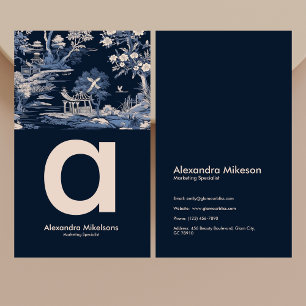 Elegant Blue Toile De Jouy Business Card