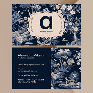 Elegant Blue Toile De Jouy Business Card