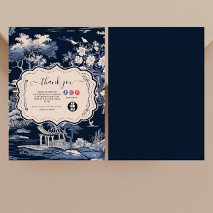 Elegant Blue Toile De Jouy Thank You Card