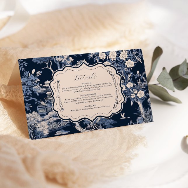 Elegant Blue Toile De Jouy  Wedding Enclosure Card (Creator Uploaded)