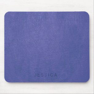 Elegant Blue Tones Faux Leather Print Mouse Pad