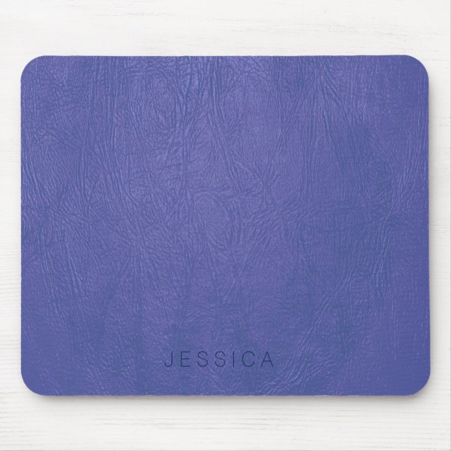 Elegant Blue Tones Faux Leather Print Mouse Pad (Front)