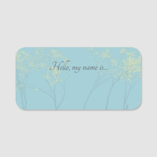 Elegant Blue Tree Art Hello My Name Is Dry Erase Tag