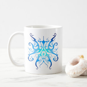 Elegant Blue Tribal Mask Abstract Design Coffee Mug