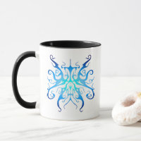 Elegant Blue Tribal Mask Abstract Design