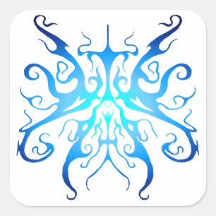 Elegant Blue Tribal Mask Abstract Design Square Sticker