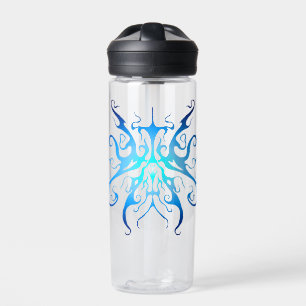 Elegant Blue Tribal Mask Abstract Design Water Bottle