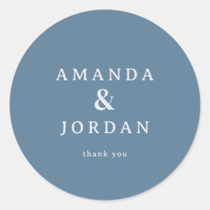 Elegant Blue Typographic Classic Round Sticker