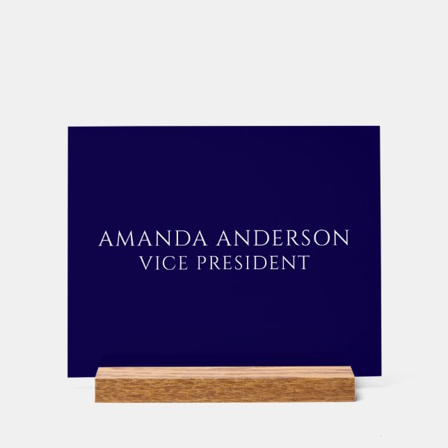 Elegant Blue Vice President Title Name Plate Acrylic Sign (Front)