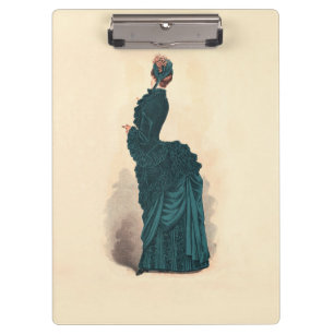 Elegant Blue Victorian Dress Fashion Clipboard