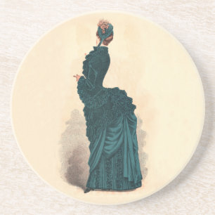 Elegant Blue Victorian Dress Fashion Coaster
