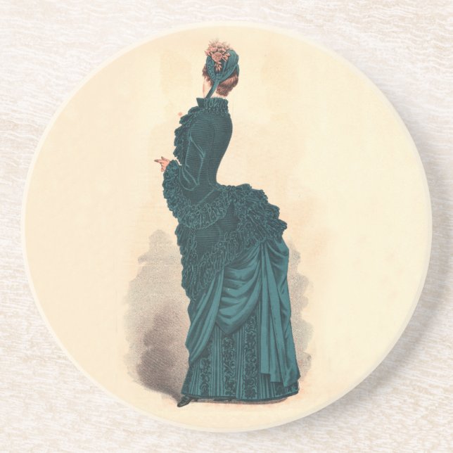 Elegant Blue Victorian Dress Fashion Coaster (Front)