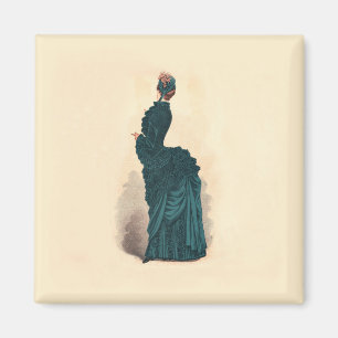 Elegant Blue Victorian Dress Fashion Magnet
