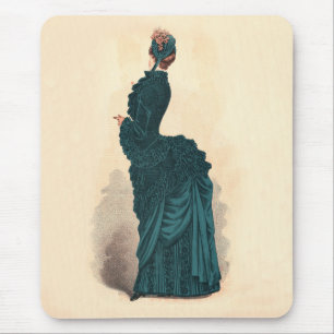 Elegant Blue Victorian Dress Fashion Mouse Pad