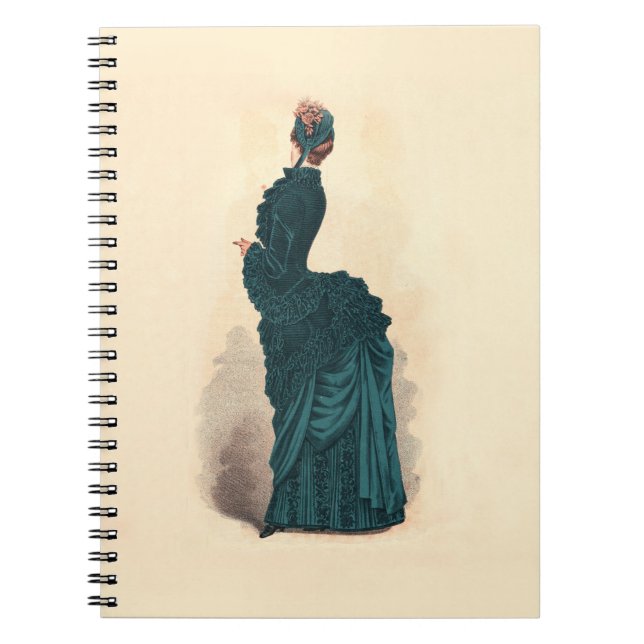 Elegant Blue Victorian Dress Fashion Notebook (Front)