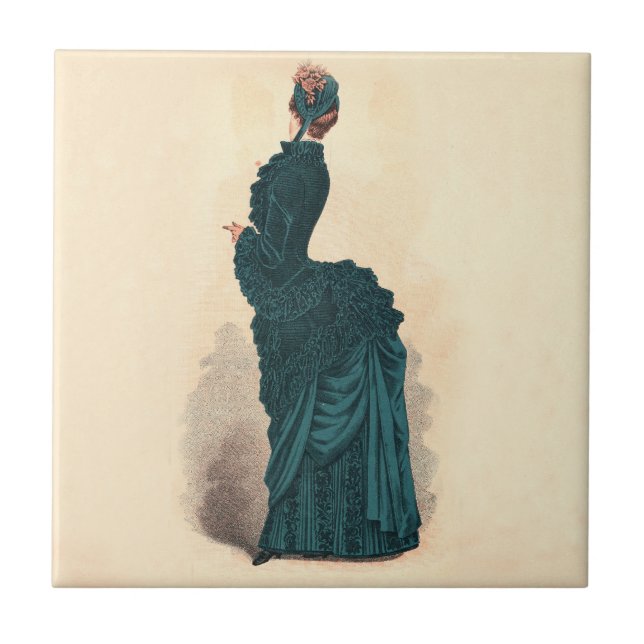 Elegant Blue Victorian Dress Fashion Tile (Front)