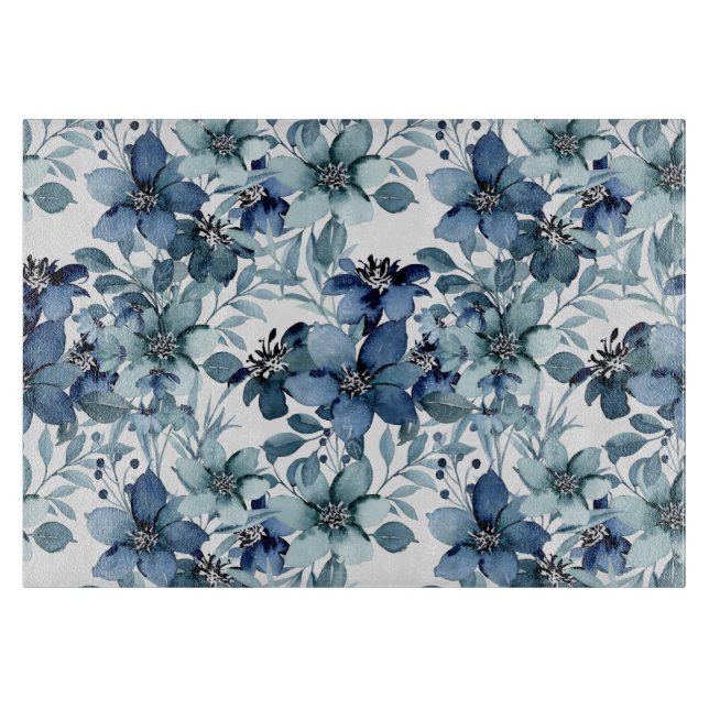 Elegant Blue Vintage Chintz Pattern Cutting Board (Front)
