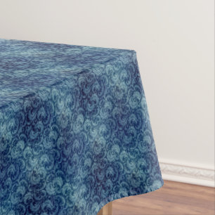 Elegant Blue Vintage Damask Pattern Tablecloth