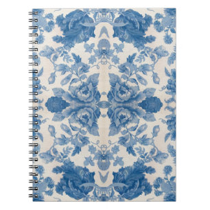 Elegant blue vintage floral notebook