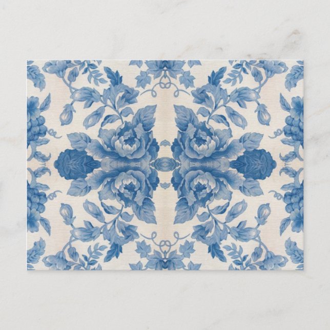 Elegant blue vintage floral postcard (Front)