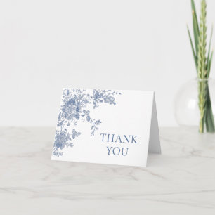 Elegant Blue Vintage French Garden Flowers  Thank You Card