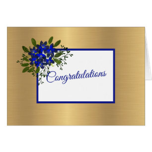 Elegant Blue Violets Wedding Congratulations Card