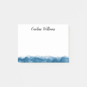 Elegant blue watercolor border personalised name post-it notes