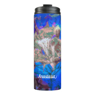 Elegant Blue Watercolor Floral Botanical Garden  Thermal Tumbler