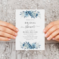 Elegant blue watercolor floral bridal shower