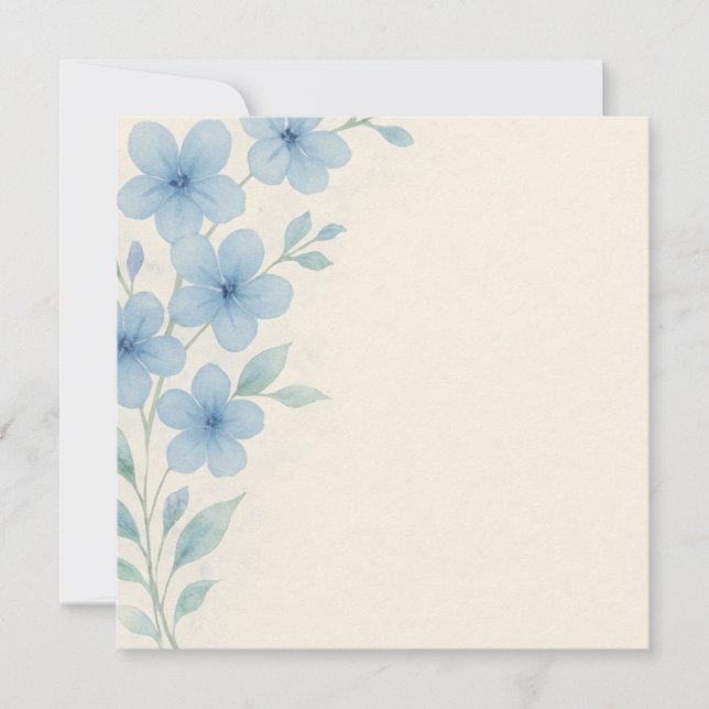 Elegant Blue Watercolor Floral Greeting Card (Front)
