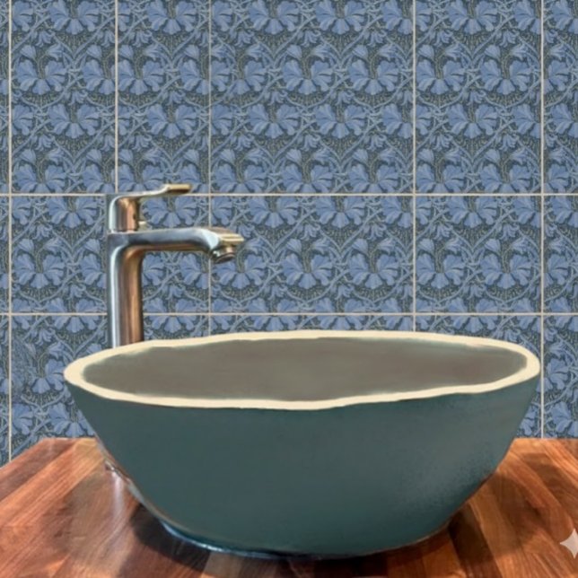 Elegant Blue Watercolor Floral Pattern  Ceramic Tile (Creator Uploaded)