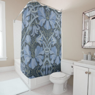 Elegant Blue Watercolor Floral Pattern Invitation Shower Curtain