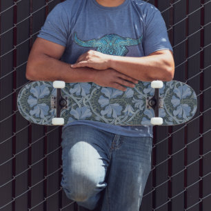 Elegant Blue Watercolor Floral Pattern Invitation Skateboard
