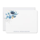 Elegant Blue Watercolor Floral Personal Stationery