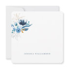 Elegant Blue Watercolor Floral Personal Stationery