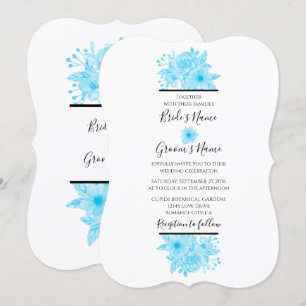 Elegant Blue Watercolor Floral Wedding Invitations