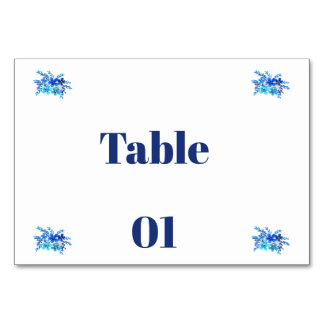 Elegant Blue Watercolor Floral Wedding Table Numbe Number