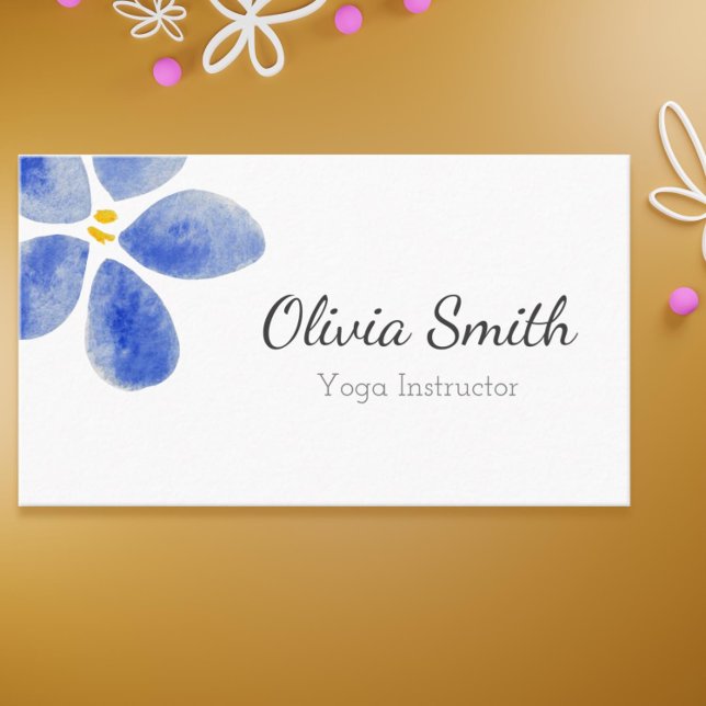 Elegant blue watercolor flower business card (Elegant blue watercolor flower business card)