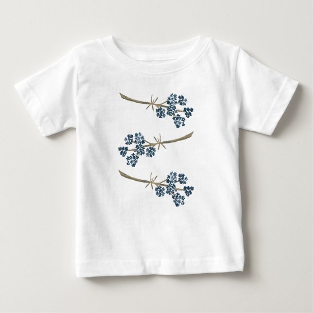 Elegant Blue Watercolor Flowers Baby T-Shirt (Front)