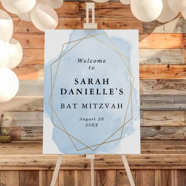 Elegant Blue Watercolor, Gold Frame Welcome Poster (Creator Uploaded)
