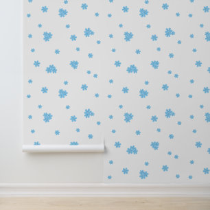 Elegant blue Watercolor Hand-Painted Botanical  Wallpaper