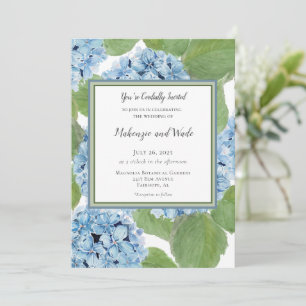 Elegant Blue Watercolor Hydrangea Floral Wedding Invitation