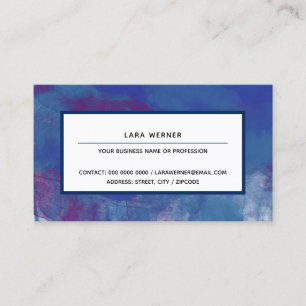 elegant blue watercolor rectangular professional business card