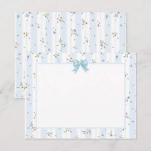 Elegant Blue Watercolor Ribbon I Blue and White Card