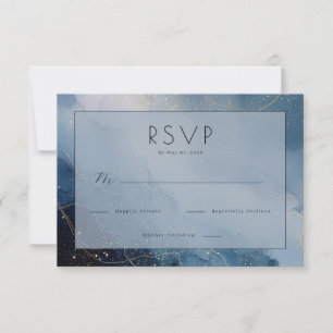 Elegant Blue Watercolor RSVP Card