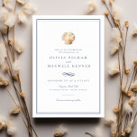 Elegant Blue Watercolor Seashell Ocean Wedding Invitation<br><div class="desc">Elegant Blue Watercolor Seashell Ocean Wedding Invitation</div>