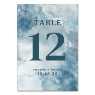 Elegant Blue Watercolor Table Number